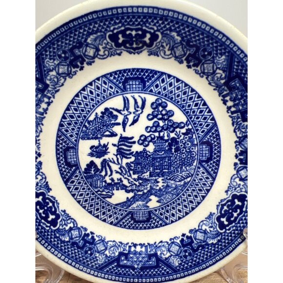 Vintage Willow Blue & White Salad Plate By Royal China Underglaze 6" Diameter - Picture 2 of 3